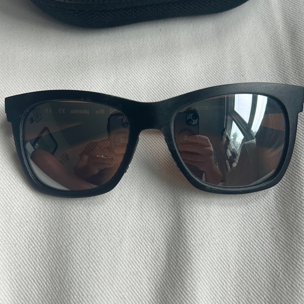 Costa “Caldera” polarized amber glass lens sunglasses w/ recycled fish net frame